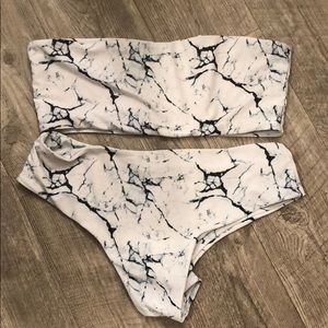 White marble swim suit